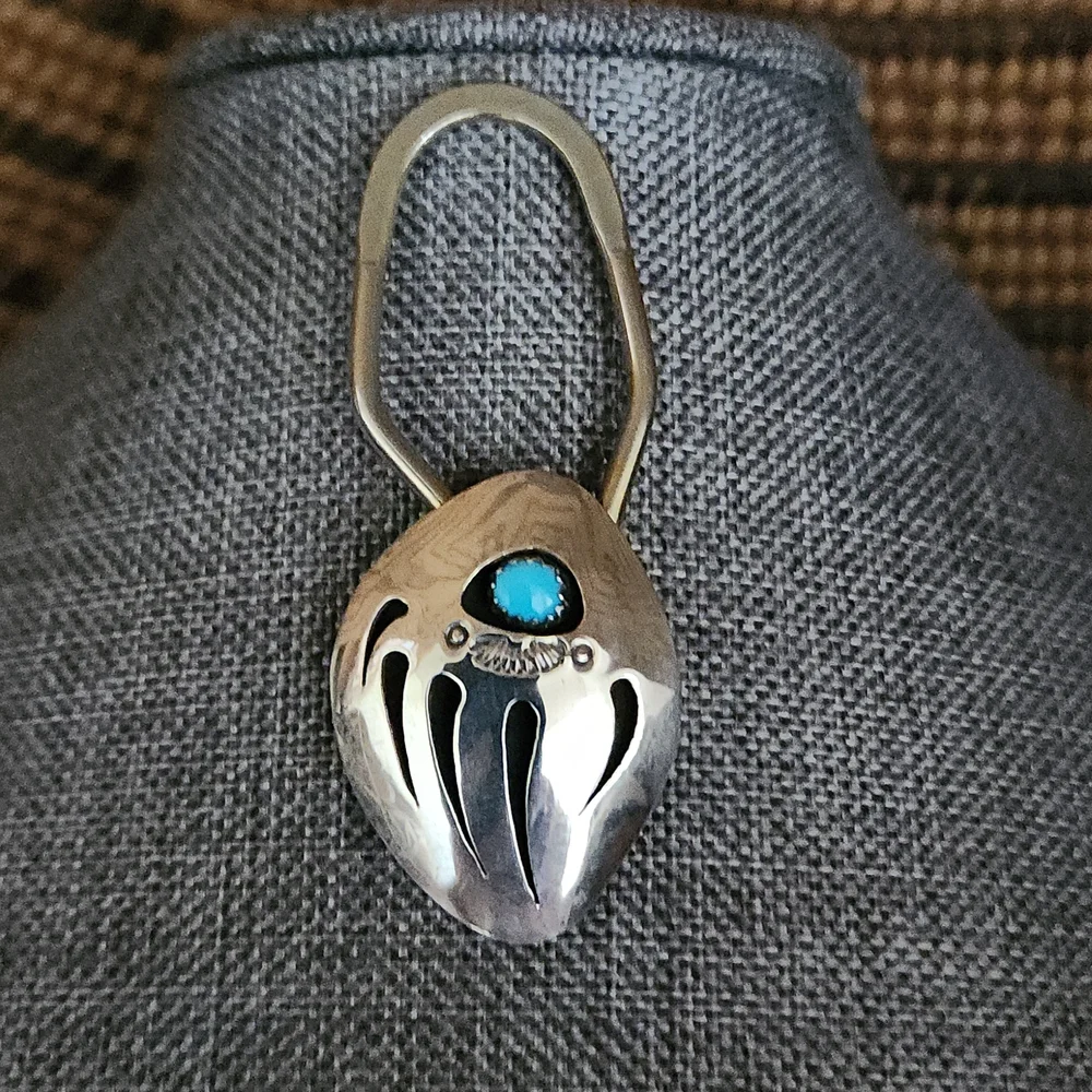Awesome Native American Navajo Turquoise and Sterling Key Holder
